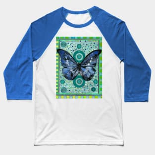 Teal Butterfly Baseball T-Shirt